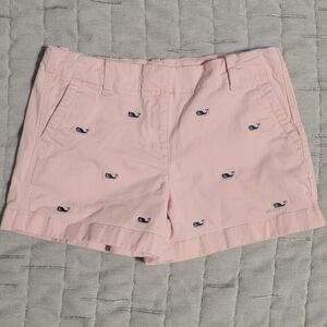 Vineyard Vines Pink Girls Shorts with Whale Embroidery